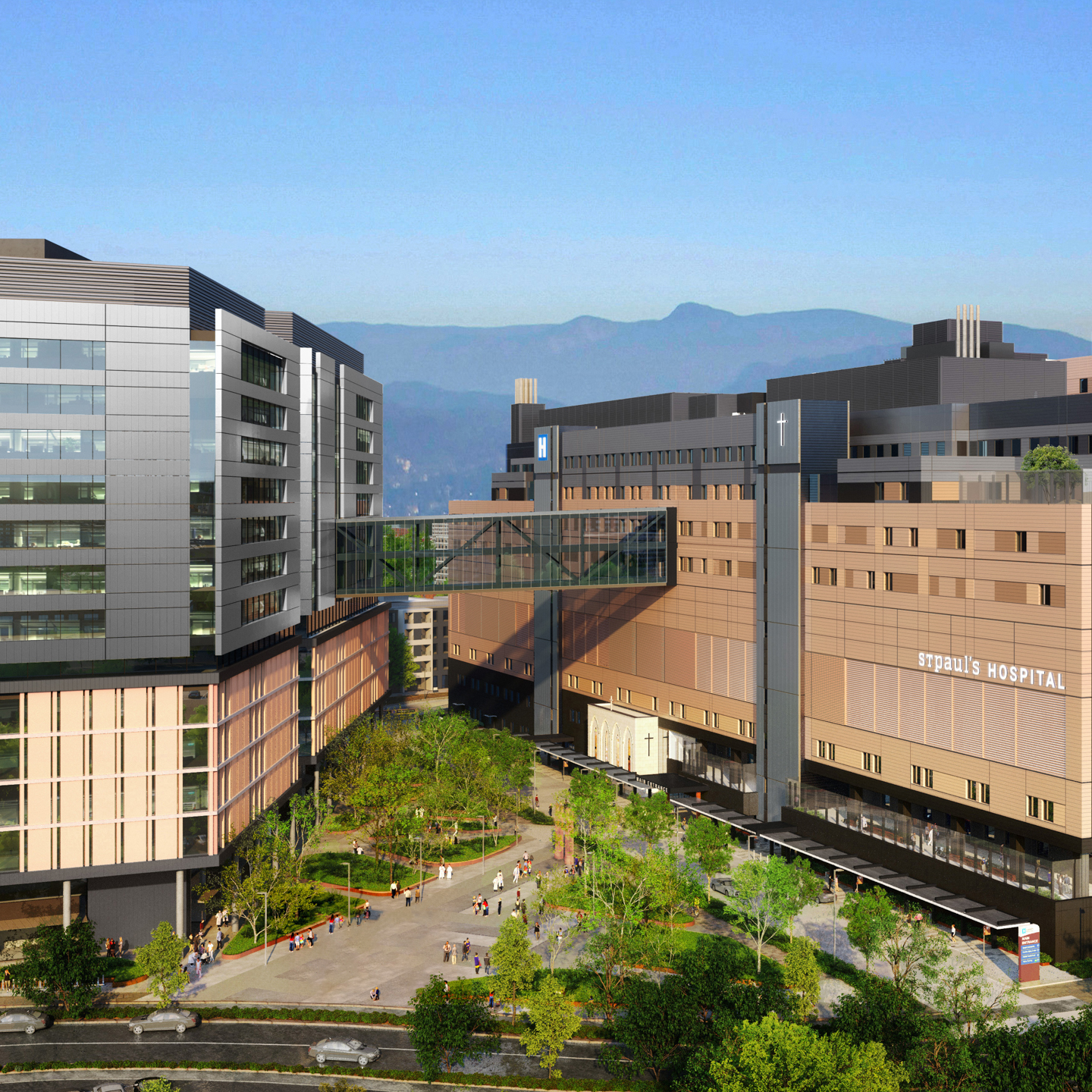Rendering of the new St. Paul's Hospital and Providence Research Institute.
