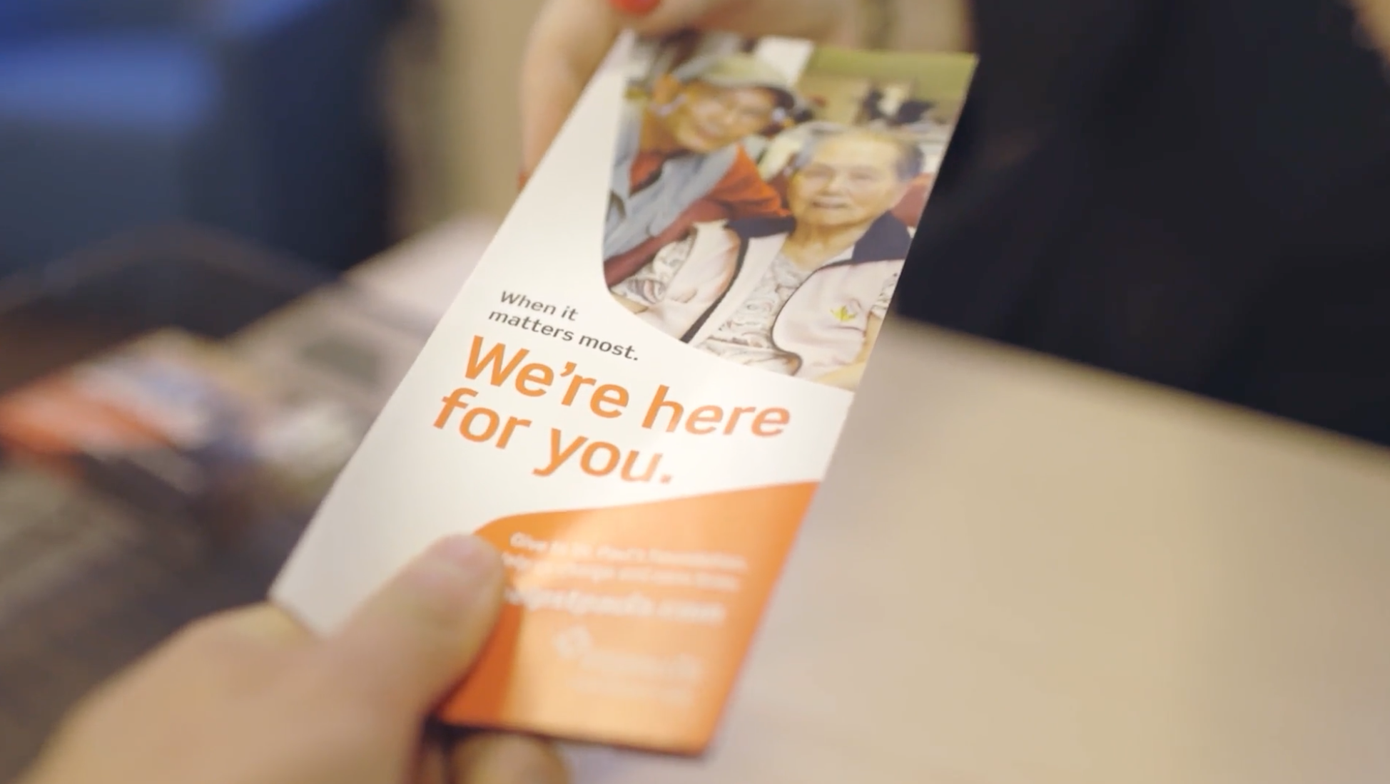 Image of informational leaflet which reads "We're here for you"